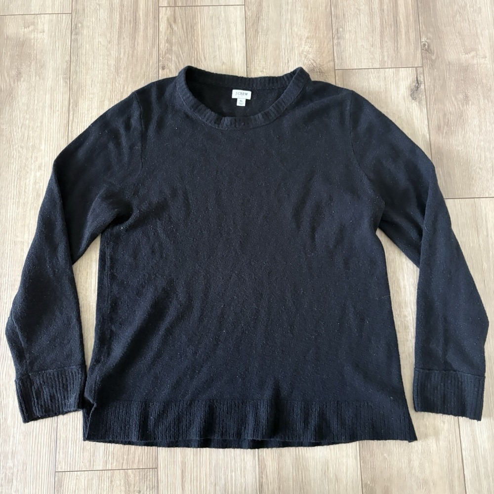 J.CREW Wool Blend Crewneck Pullover Sweater Black‎ Women's Size XL